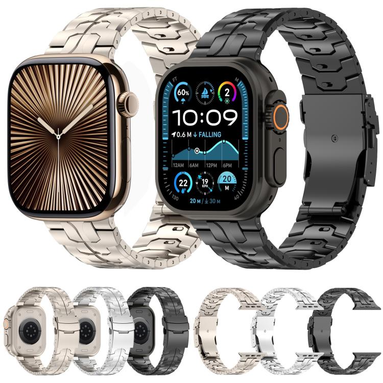 Detachable Safety Clasp Titanium Alloy Watch Band, For Apple Watch 46mm / 49mm / 45mm / 44mm, For Apple Watch 42mm / 41mm / 40mm / 38mm