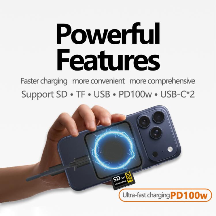 6 in 1 PD 100W, Dual Type-C, TF, SD Card, USB-A Port Multifunctional Magnetic HUB Dock Station, Type-C to PD 100W, Dual Type-C, TF, SD Card, USB-A Port