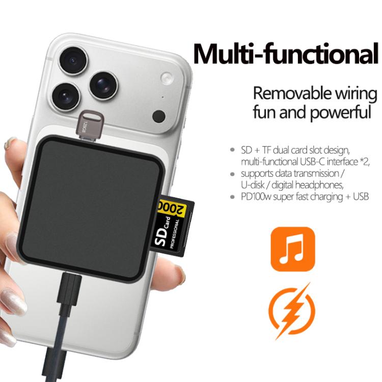 6 in 1 PD 100W, Dual Type-C, TF, SD Card, USB-A Port Multifunctional Magnetic HUB Dock Station, Type-C to PD 100W, Dual Type-C, TF, SD Card, USB-A Port