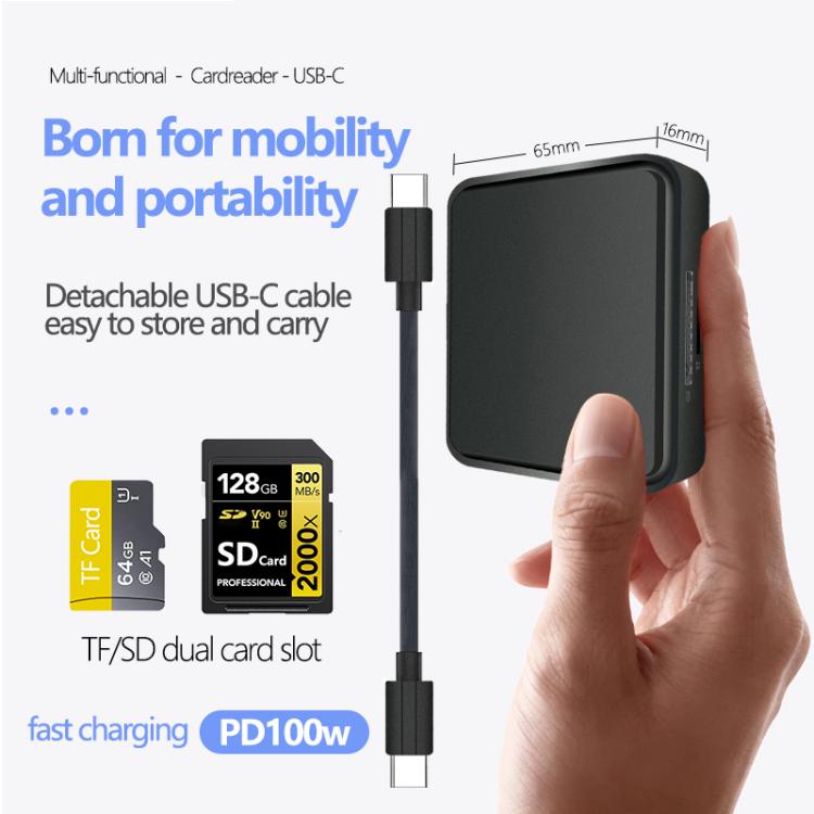6 in 1 PD 100W, Dual Type-C, TF, SD Card, USB-A Port Multifunctional Magnetic HUB Dock Station, Type-C to PD 100W, Dual Type-C, TF, SD Card, USB-A Port
