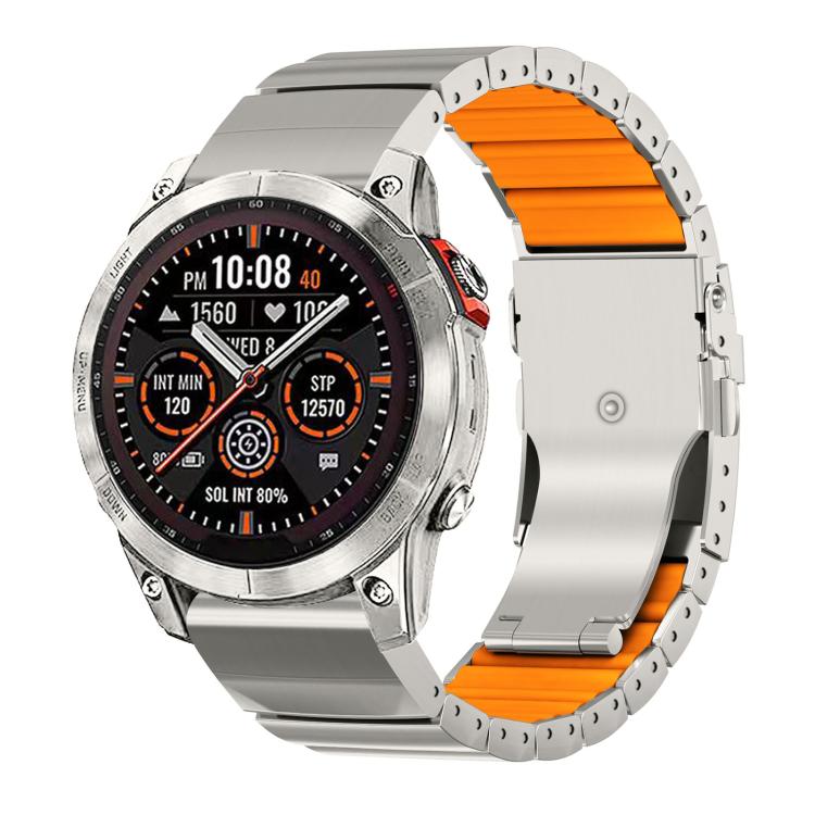 Safety Buckle Single Bead Silicone Titanium Alloy Watch Band, For Garmin 26mm, For Garmin 22mm