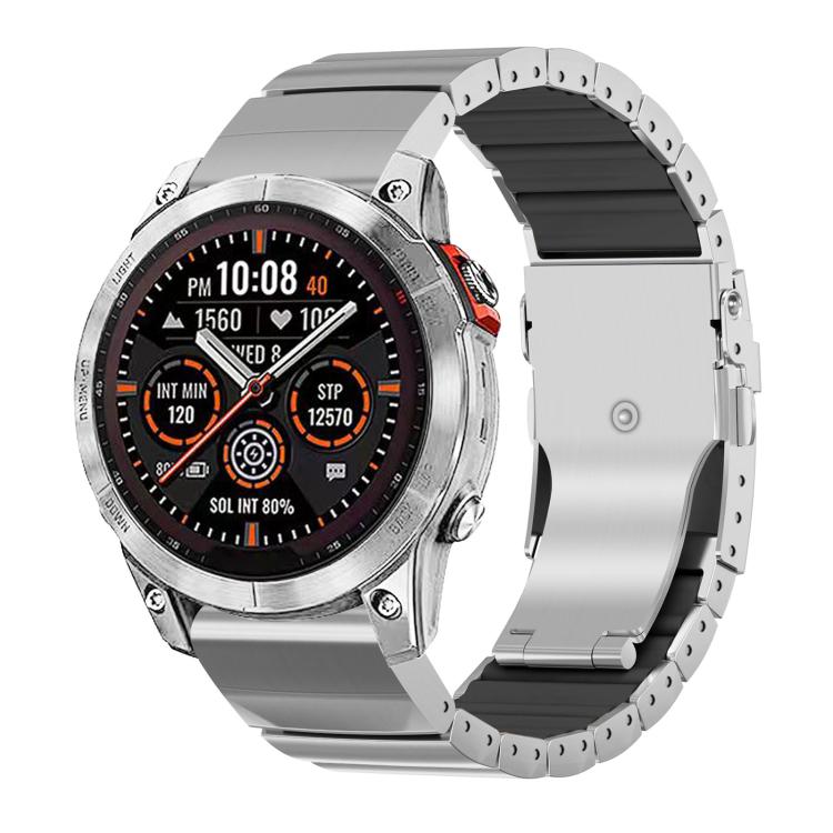 Safety Buckle Single Bead Silicone Titanium Alloy Watch Band, For Garmin 26mm, For Garmin 22mm