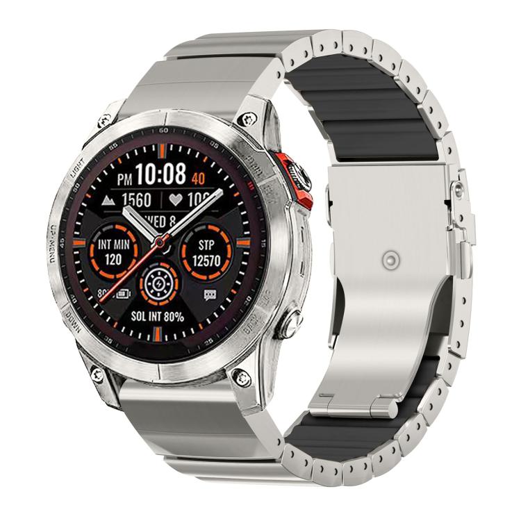 Safety Buckle Single Bead Silicone Titanium Alloy Watch Band, For Garmin 26mm, For Garmin 22mm