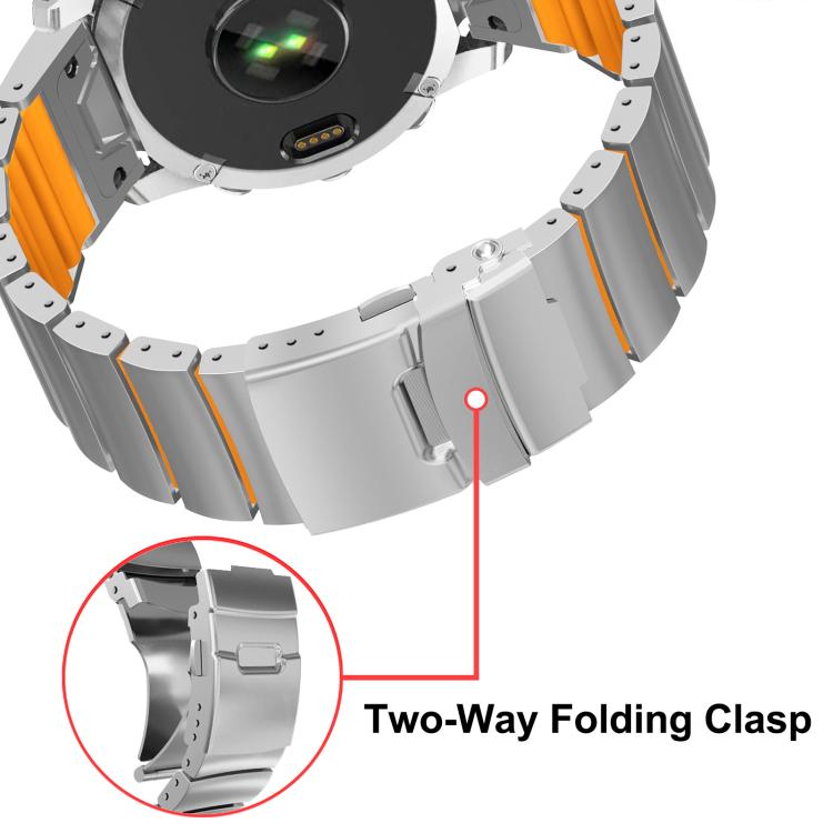 Safety Buckle Single Bead Silicone Titanium Alloy Watch Band, For Garmin 26mm, For Garmin 22mm