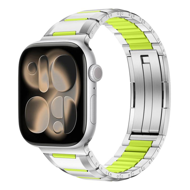 Multi-Faceted Rubber Inlaid Stainless Steel Watch Band, For Apple Watch 46mm / 49mm / 45mm / 44mm, For Apple Watch 42mm / 41mm / 40mm / 38mm