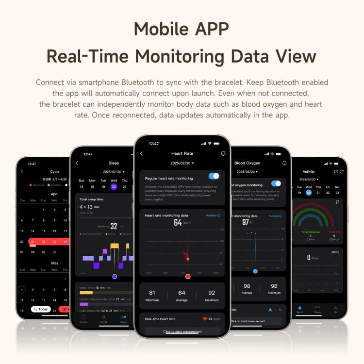 L6 Smart Watch Fashion Bracelet, Support Health Monitoring / Raise To Wake Screen