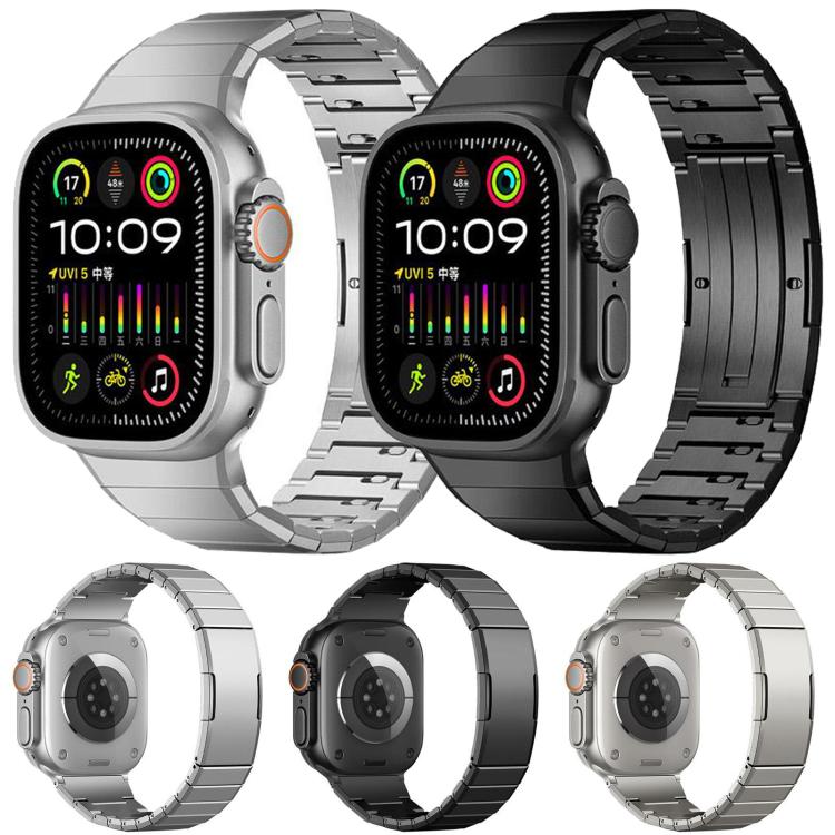 One Bead Butterfly Clasp Adjustable Link Stainless Steel Watch Band, For Apple Watch 42 / 44 / 45 / 46 / 49mm