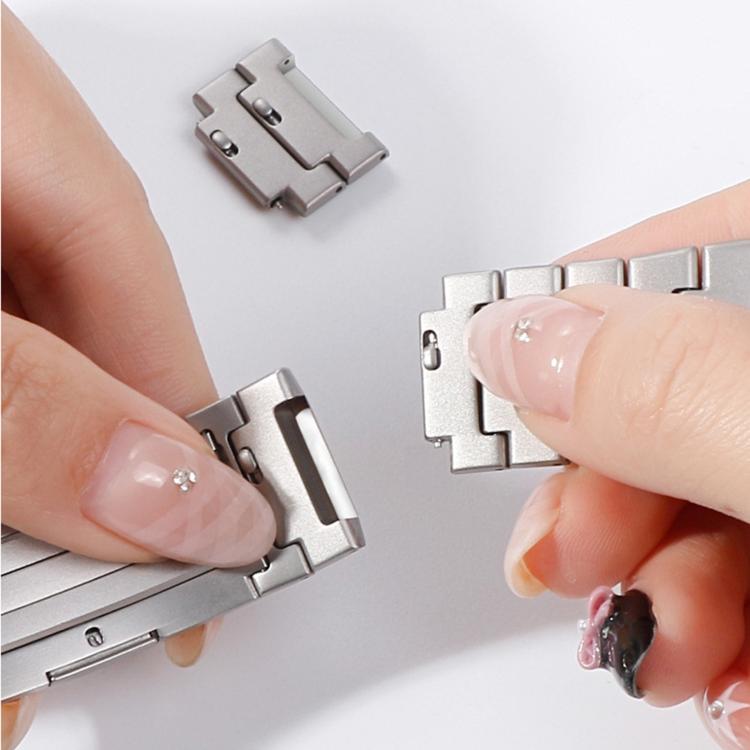 One Bead Butterfly Clasp Adjustable Link Stainless Steel Watch Band, For Apple Watch 42 / 44 / 45 / 46 / 49mm