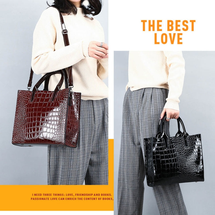 3-in-1 Women Handbag Simple Versatile Crocodile Pattern Large Shoulder Bag