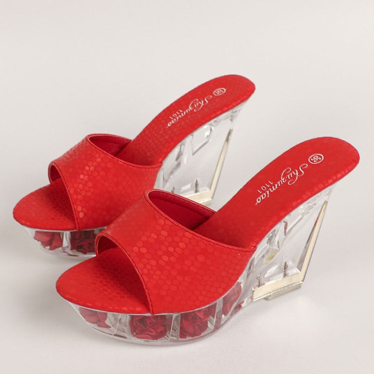 Women Summer 10cm Wedge High Heels Crystal Bottom Sandals Party Dance Shoes, 36, 37, 38, 39, 40, 41, 42, 43