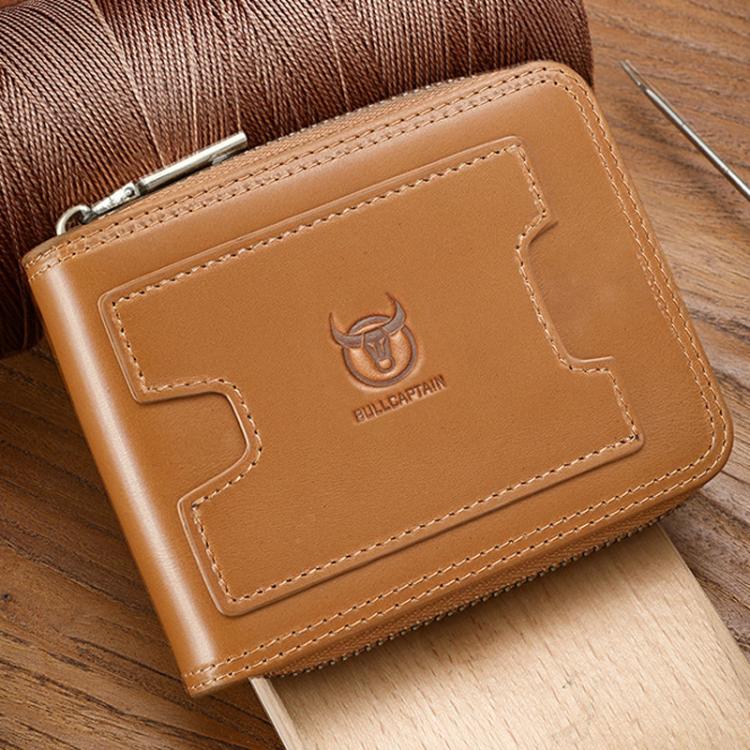 BULL 235 CAPTAIN 2 Fold Zipper Leather Wallet RFID Multi-Functional Card Holder