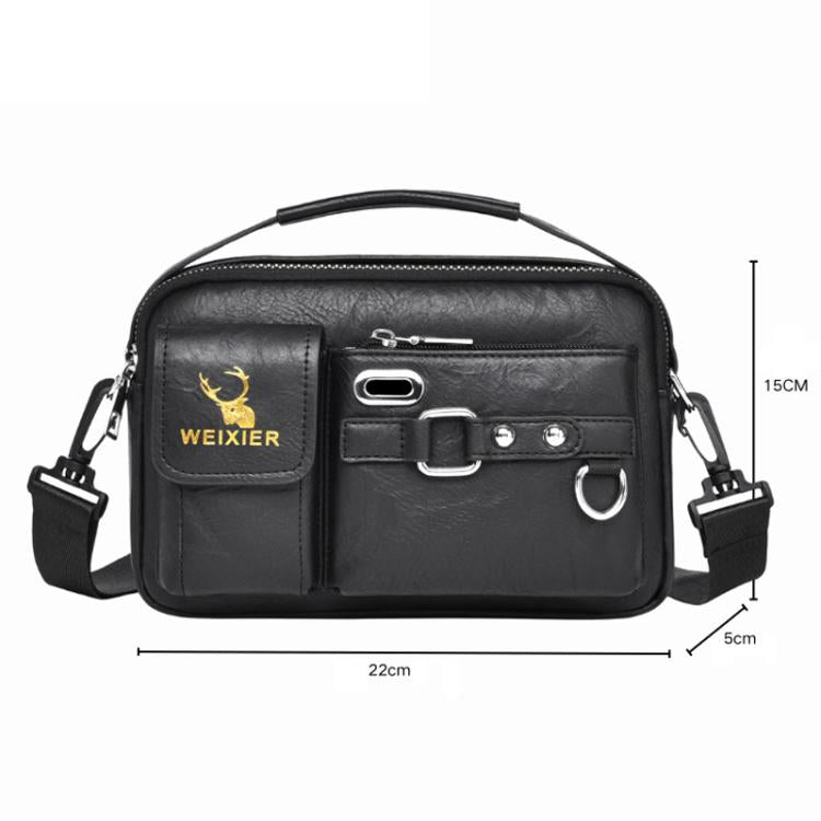 WEIXIER D898 Multi-Functional Men Crossbody Bag Portable Commuter Shoulder Bag, Plain Weave Black, Plain Weave Light Brown, Plain Weave Dark Brown, Lychee Grain Black, Lychee Grain Brown