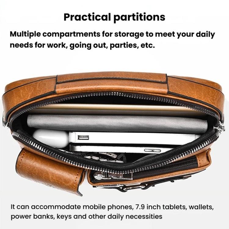 WEIXIER D898 Multi-Functional Men Crossbody Bag Portable Commuter Shoulder Bag, Plain Weave Black, Plain Weave Light Brown, Plain Weave Dark Brown, Lychee Grain Black, Lychee Grain Brown