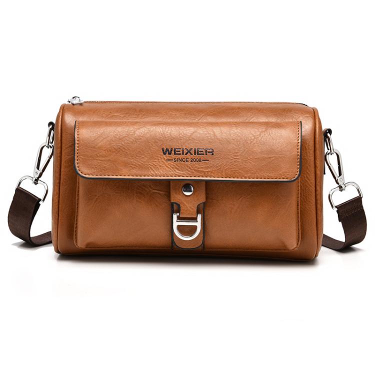 WEIXIER D895 Vintage PU Leather Men Shoulder Bag Large-Capacity Casual Crossbody Bag