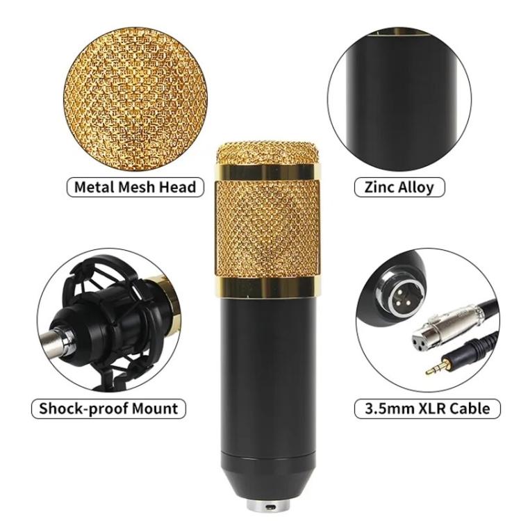 Dual BM800 Condenser Microphone With F009 Live Sound Card Kit Podcast Equipment Bundle Adjustable Scissor Arm Stand